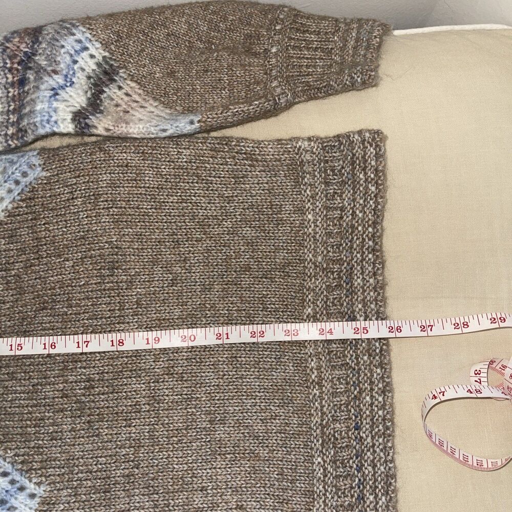 DEMOCRACY Mock Neck Woven Cable Knit Sweater Cozy Mottled Blue Tan L - Picture 5 of 8